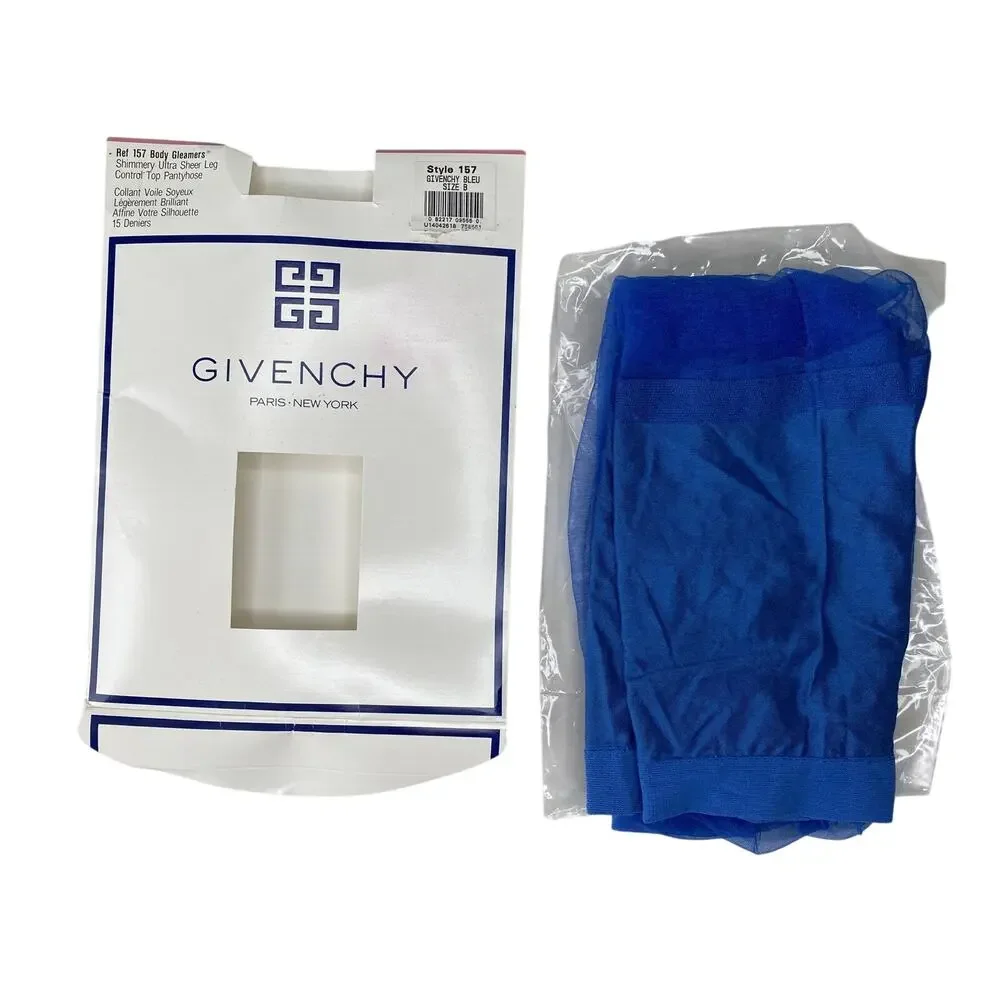 GIVENCHY Stockings Womens Size B Blue Sheer Pantyhose Luxury Designer Tights